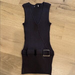 New York & Company Black Ribbed Knit Dress